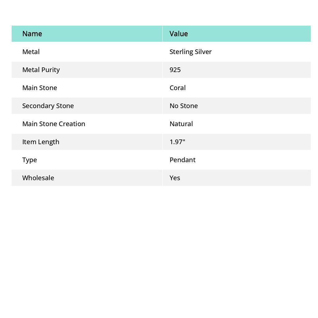 Подвеска из стерлингового серебра 925 пробы с натуральным итальянским красным кораллом размером 1,97 дюйма l3p23