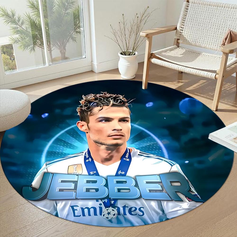 Cristiano Ronaldo Round Area Rug Perfect for Kitchen Foyer Balcony Decorate room Anti-slip Round Rug Office home decor Gift for Festivals