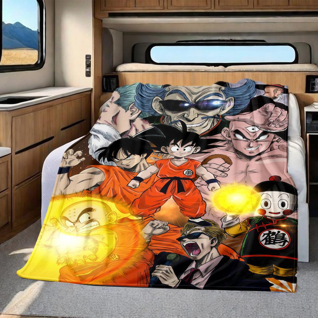 1 шт. Плед из фланели с принтом DRAGON BALL, Высокое качество, Для всех сезонов, Декор для дома, Тепло и Уют, Идеально для Рождественских подарков