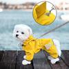Full Coverage 4-Leg Waterproof Dog Raincoat With Hood British Style PU Pet Outerwear