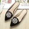 New Baotou Sandals Women Wear Fashion Rhinestone Pointy Sandals Flat Shoes Plus Size Slippers Women In Summer