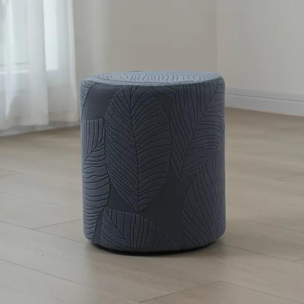 Round Ottoman Slipcover Leaf Jacquard Chair Cover Fashion Protective Cover For Living Room