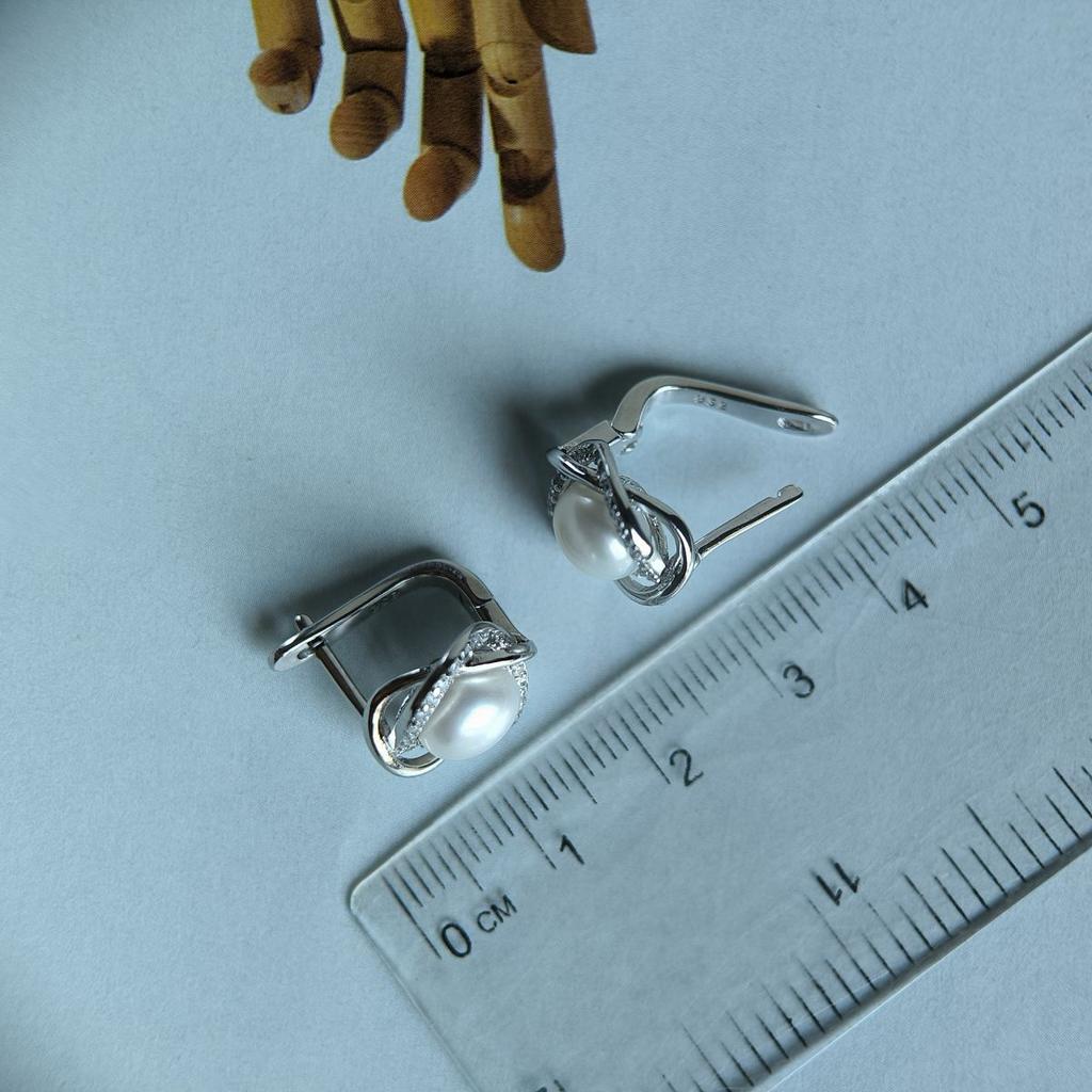 Серебряные серьги с натуральным жемчугом (2187004)