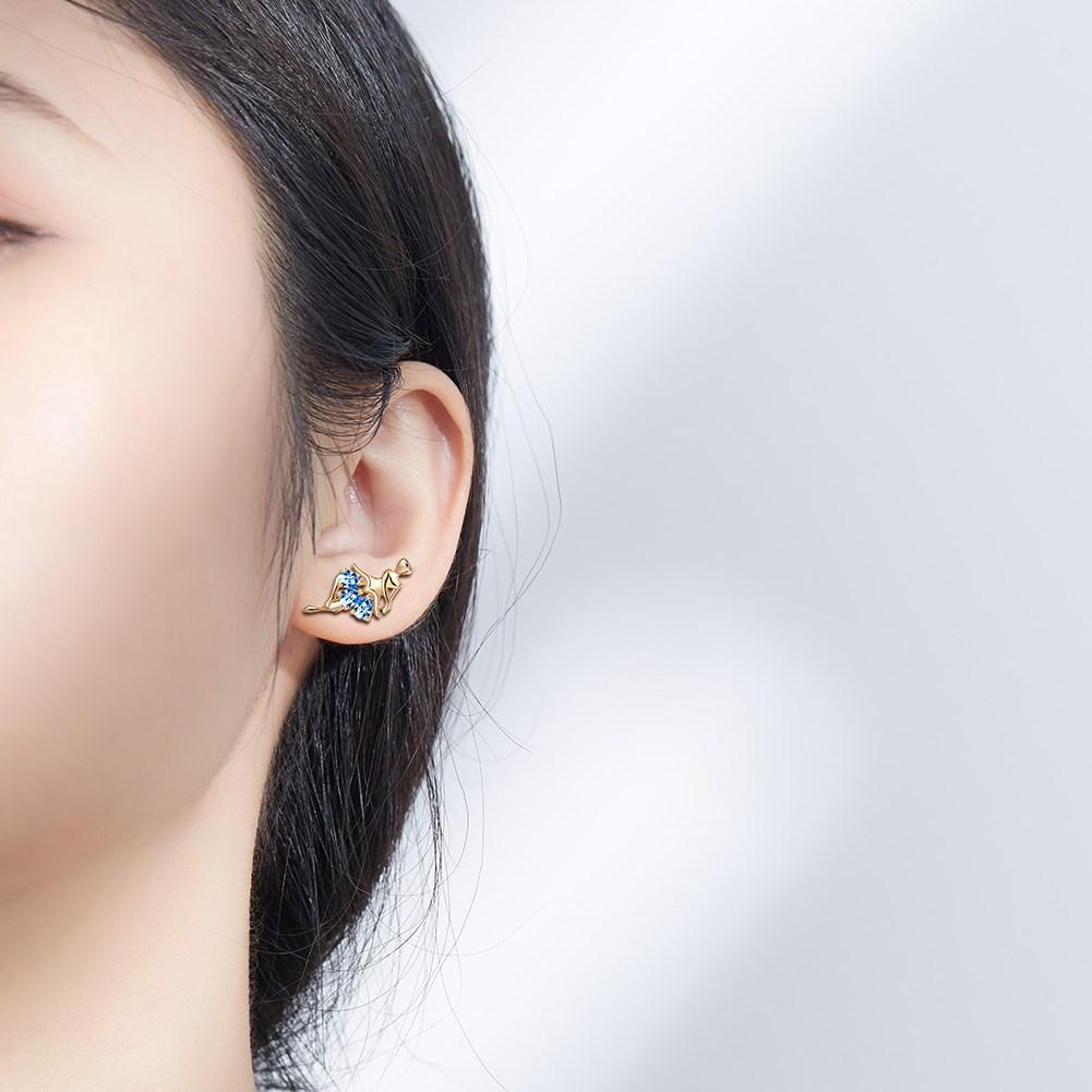 Umcho Stylish Drop Blue Zircon Earrings with Personalized Design Ballet Girl Earclasp