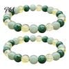 Unisex Symbolic Jewelry for Luck 8mm Faux Crystal Beaded Bracelet, Natural Stone Round Beads Healing Gemstone Bracelets Green Gemstones Stretch