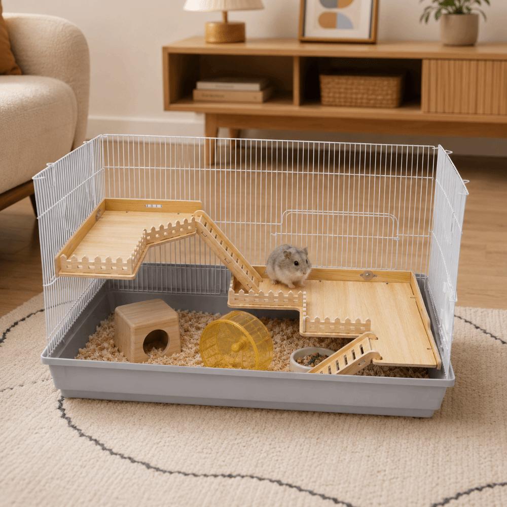 Дизайн, защищающий от побега Хомяк Платформа для лазания Деревянная подставка для питомца Игрушка Клетка для хомяка