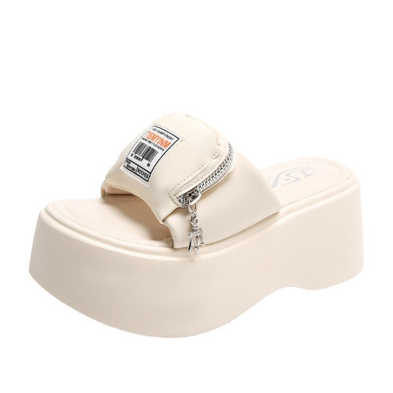 Fashion Fashion Pocket Chunky Platform Sandals Women 2024 Summer 8CM Wedge High Heels Sandals Woman Thick Bottom Slides Beach Slippers