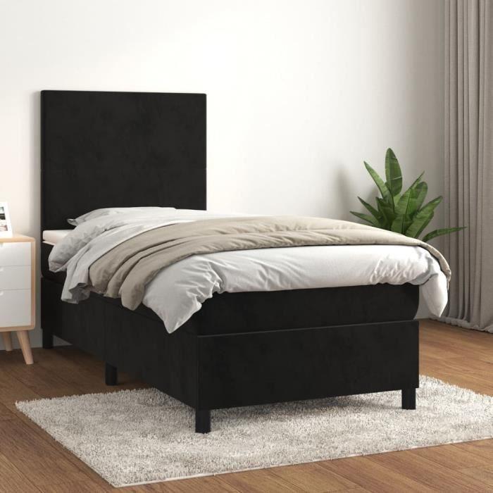3142889 vidaXL Divan Bed with Mattress Black 100x200 Cm Velvet