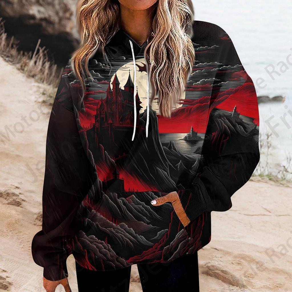 Хэллоуин 3D Печать Толстовка Женская Мода Большие Толстовки Женские Толстовки Пальто Девушка С Капюшоном Толстовка Зимний Спортивный Костюм Уличный Свободный