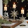 Metal Christmas Votive Candle Holders Snowflake Patterns Candle Stand For Xmas Table Decor