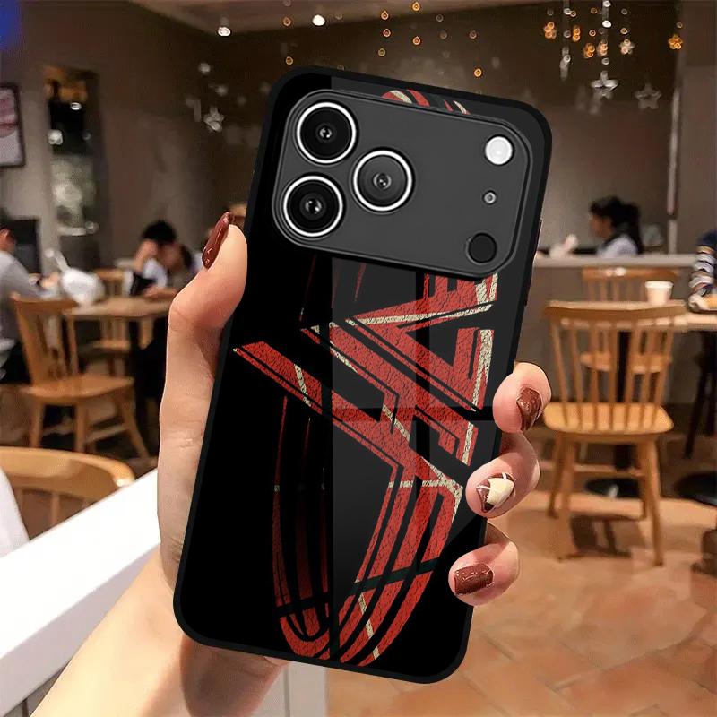 Чехол для телефона с 2D рисунком в виде красного кольца для iPhone 17 16 15 14 13 12 11 X XR XS Max Pro 8 plus - Стеклянная защитная крышка