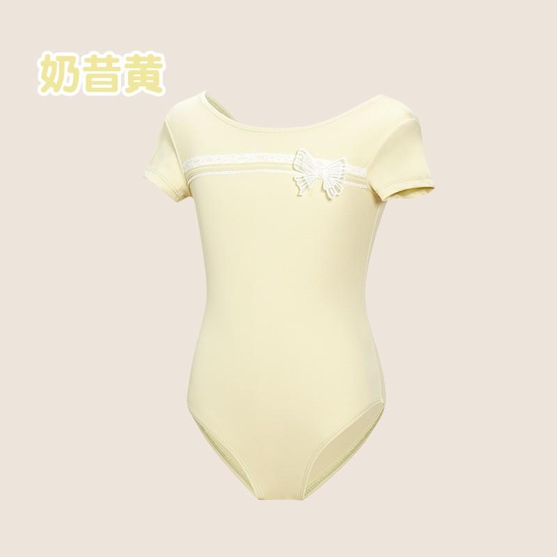 Girls Short Sleeve Ballet Leotard Kids Dance Practice Gymnastics Bodysuit Chinese Exams