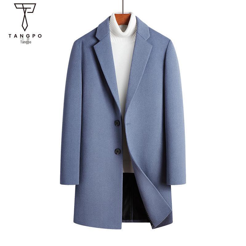 Men's Mid-Length Wool Slim Fit Trench Coat