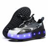 Overseas Runaway Shoes, Children's Wheel Shoes LED Ultra-light Luminous Charging Boys and Girls Light Shoes Sports Flying Woven Shoes