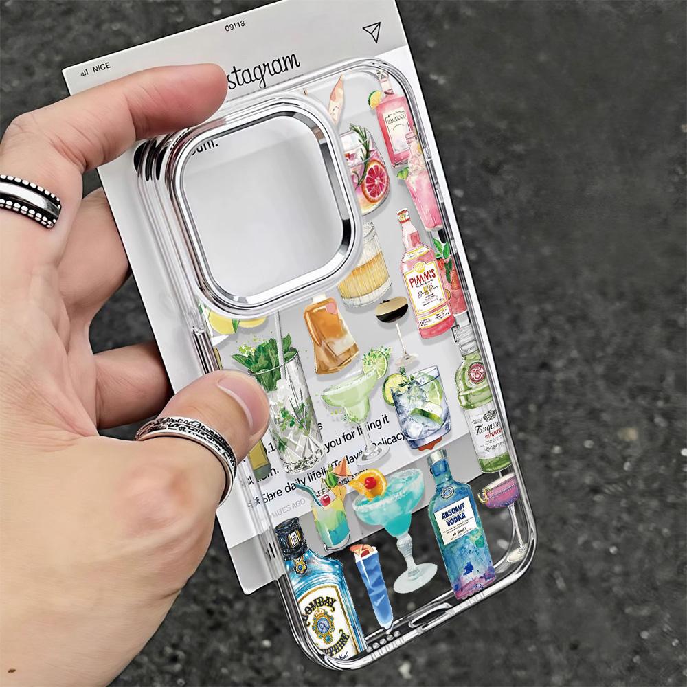 Drink Quilt Phone Case For Iphone 17 15 14 13 Pro Max 11 12 Max 7 8 Plus Stylish Shockproof Soft Coque Cover