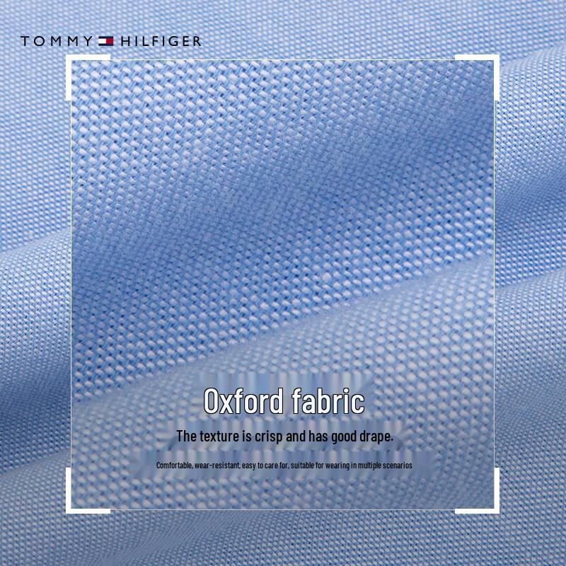 Tommy Hilfiger Мужская эластичная оксфордская рубашка с коротким рукавом