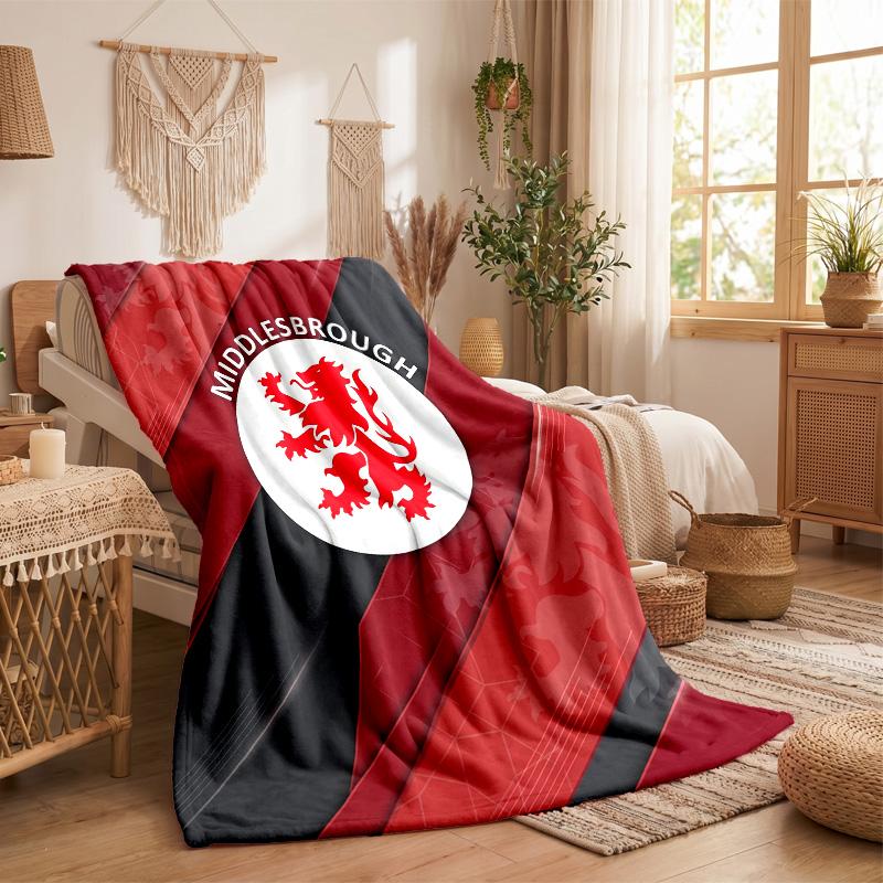 Middlesbrough Theme Fleece Blanket Cozy Soft Plush Blanket For Bedroom Couch Travel