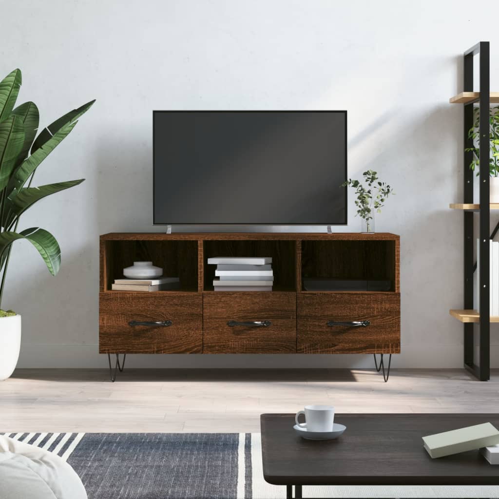 TV Stand Brown Oak Effect 102 x 36 x 50 cm Particleboard