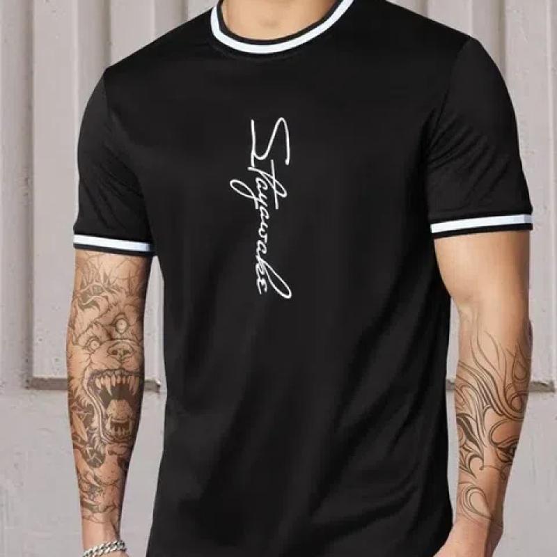 Лето 2024, повседневная модная мужская футболка в городском уличном стиле, свободный и удобный мужской топ с короткими рукавами для бега, лето 2024