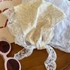 Floral Pattern Hairband with Sheer Lace Trim Camping Photography Girl Kerchief