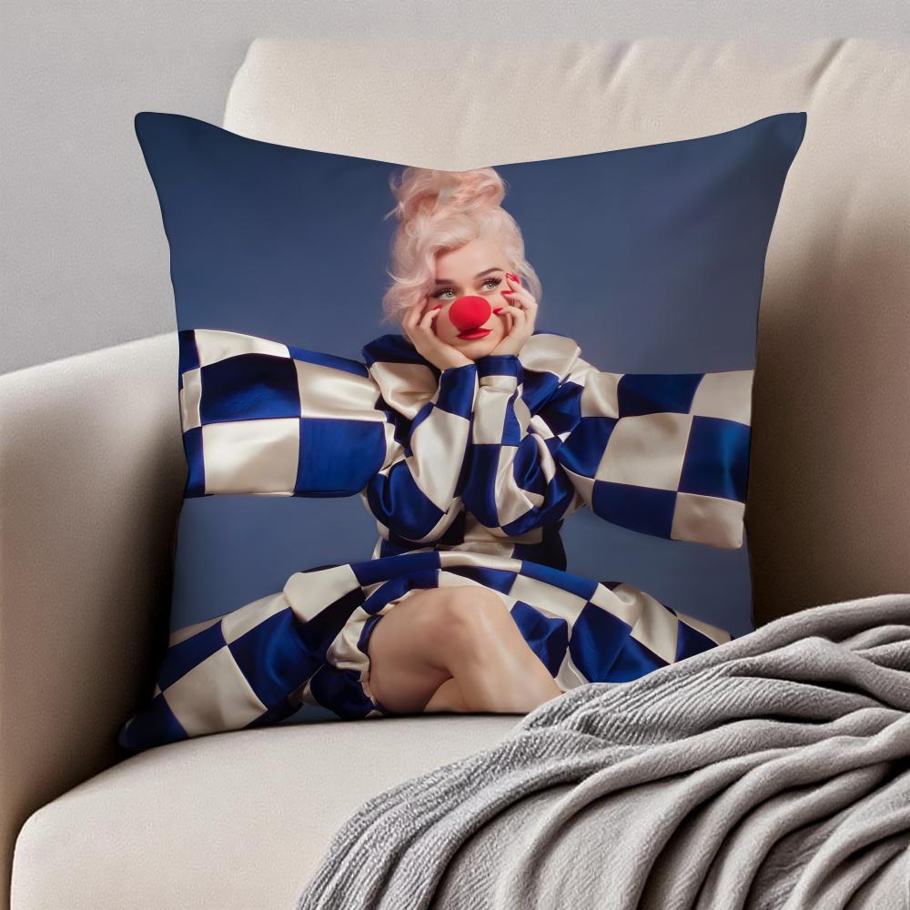 Colorful Popsavvy Singer KKaty Perry Cushion Cover Pillowcase Antidustmite Invisible Zipper Short Plush Sofa Cushion