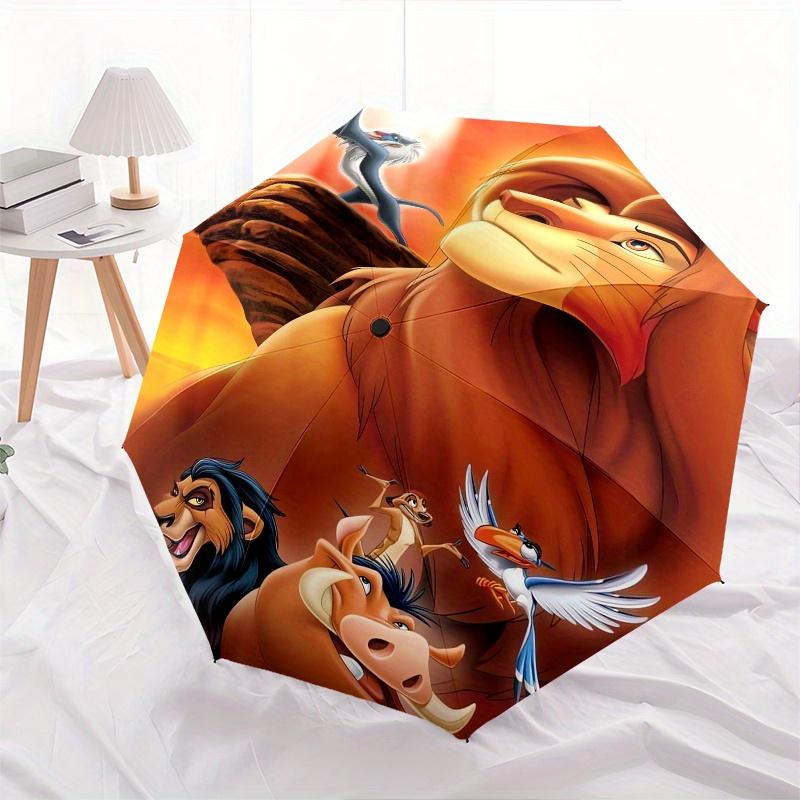 Lion King,Simba Automatic Opening and Closing Umbrella - 8 Ribs Windproof Portable Folding Umbrella with Plastic Handle, Suitable for Casual