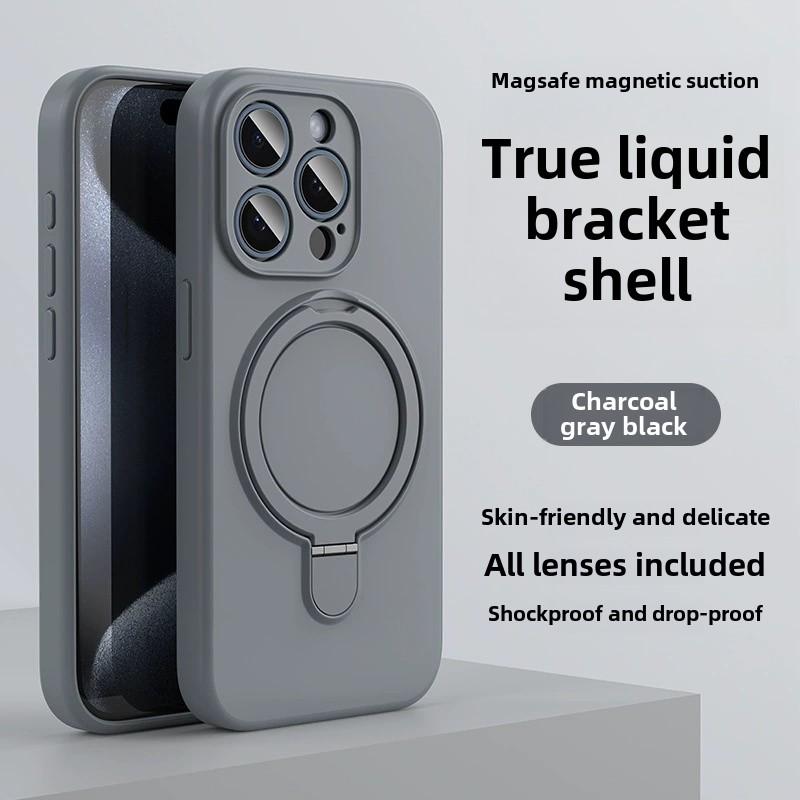 Чехол-подставка с магнитным кольцом из жидкого силикона для Magsafe IPhone 17 Air 16 15 14 13 12 Pro Max Plus 17Pro Mag Safe Чехол для телефона