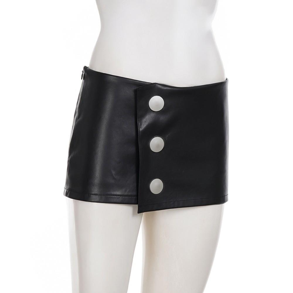 Юбка-карандаш с заниженной талией из ПУ-кожи, асимметричная, средней длины, на металлической застежке, женская