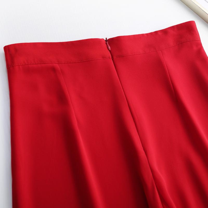 Летние шифоновые длинные брюки, женская уличная одежда, свободные однотонные широкие брюки с высокой талией, красные, черные