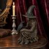 Фигурка Хэллоуинской Ведьмы Статуэтка на Дерево Готическая Фигурка Ворона из Смолы Темное Фэнтези Очаровательное Украшение Праздничные Принадлежности Декор