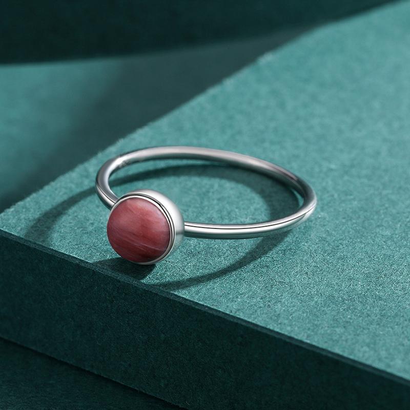 MODIAN Оригинальное кольцо из стерлингового серебра 925 пробы с круглым родохрозитом, элегантное кольцо на палец с платиновым покрытием, брендовые свадебные украшения для женщин, подарок