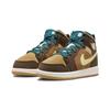 Кроссовки Air Jordan 1 Mid SE PS Cacao Wow Kids коричневые, светящиеся, зеленые, коричневые DZ6338-200