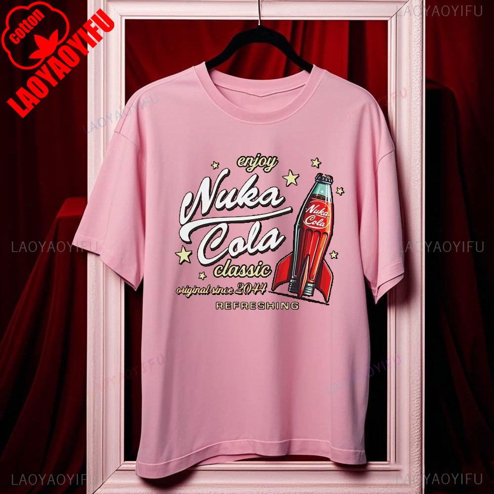Футболка унисекс из мягкого хлопка Nuka Cola Fallout, смешные футболки, винтажная красная футболка 2044, топы, подарок для фаната, мужская одежда харадзюку