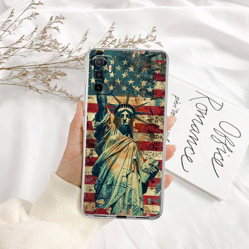 IK66 Statue of Liberty Transparent Phone Case for Motorola Moto G7 G8 G9 G84 G85 G73 G24 G15 Z2 Play Power Plus