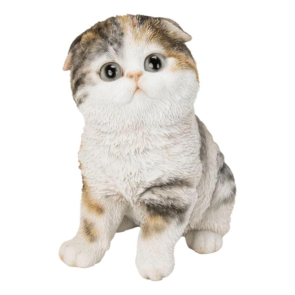Ubia Sitting Scottish Fold with Drop Brown and X 8 X 12 Doll Animal Garden Cute H24164 Ears, Black, 10.5 Cm, Figurine, Ornament, Decoration,