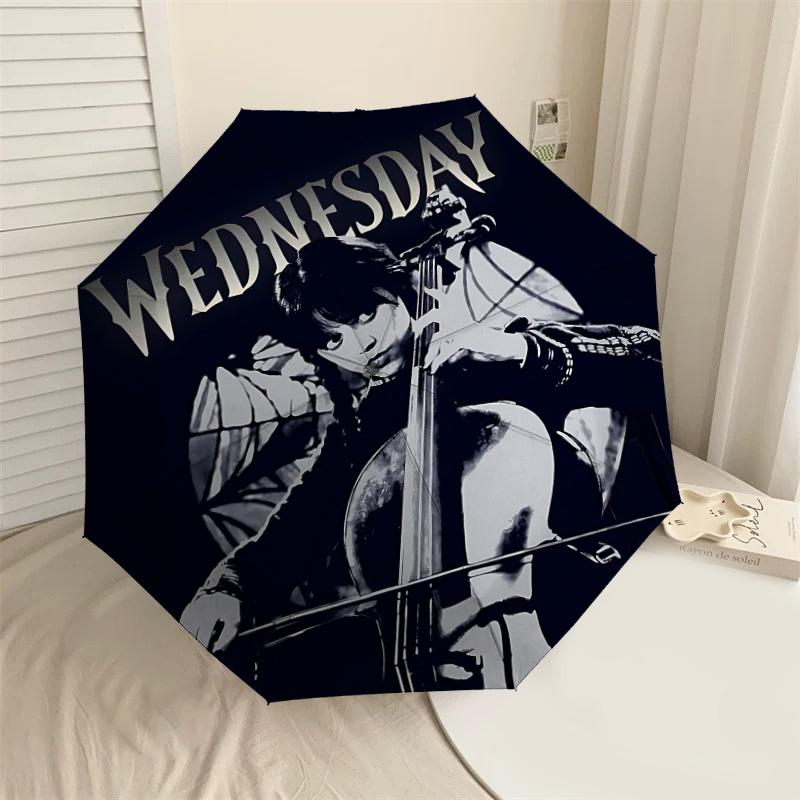 1PC Wednesday Wednesday Addams Umbrella-8-Rib Reinforced, Automatic Open, Lightweight & Durable, Cute Fashion Accessory for Outdoor-K1297