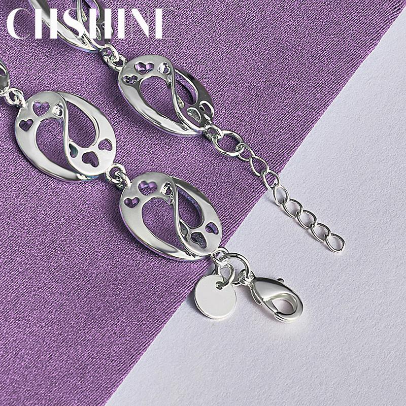 CHSHINE Изящный браслет-шарм из стерлингового серебра 925 пробы, круглый, для женщин, для свадьбы, вечеринки, модная бижутерия