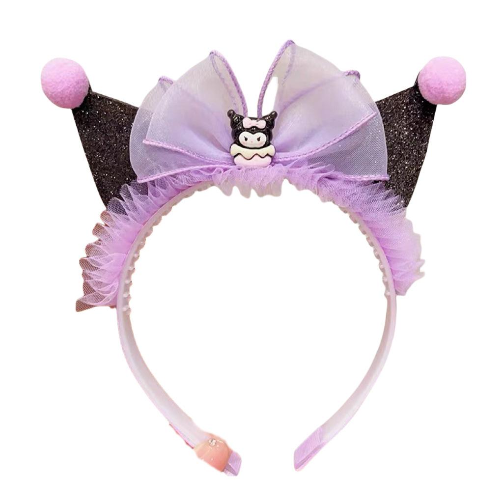 Plastic Sequined Headband Hair Clasp for Little Girls Cute Cartoon Sweet Style Crown Princess Design Birthday Baby Shower