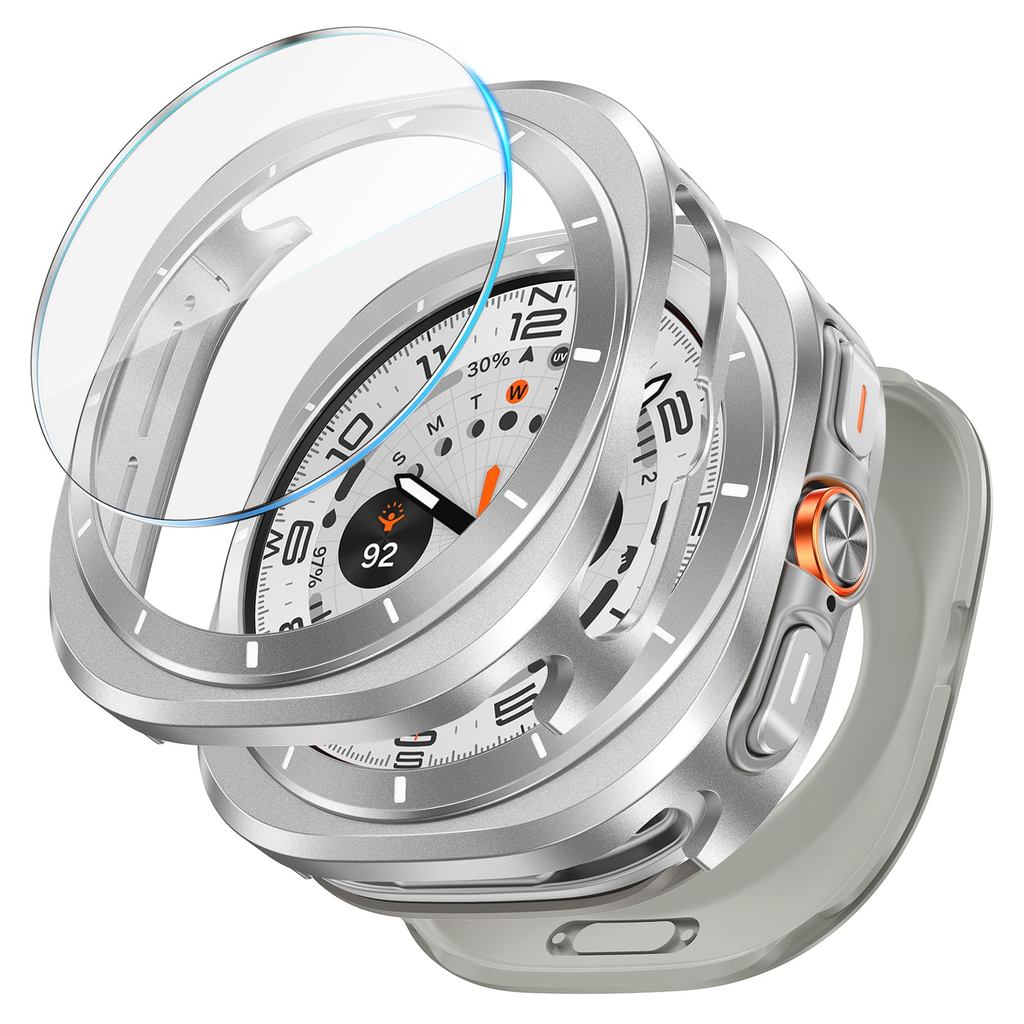 Metal Case+Tempered Glass Film for Samsung Galaxy Watch Ultra 2025 47mm Hard Protective Cover for Galaxy Watch Ultra Accessories
