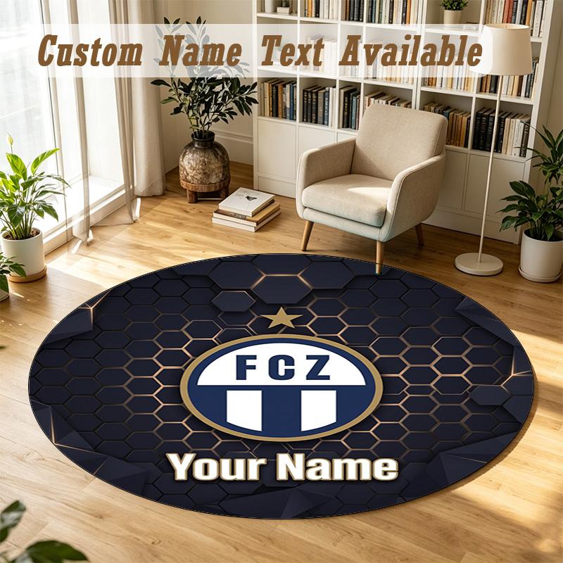 Round Rug Custom NameFC Zürich Pattern Non Slip Carpet Home Floor Decor