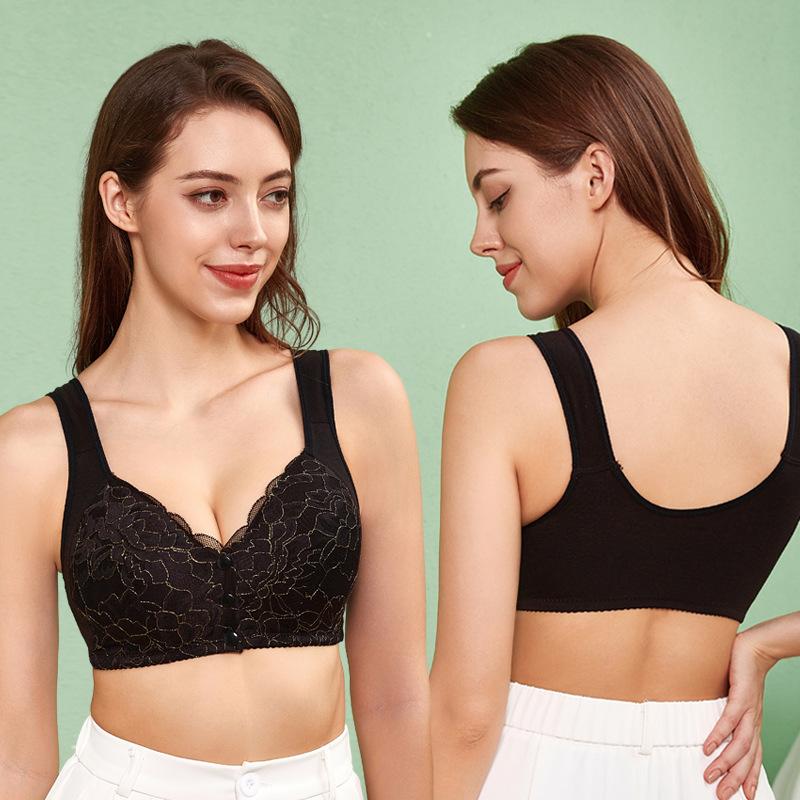 Нижнее белье с большой чашкой и пряжкой спереди, женское, без стальных колец, кружевное, большого размера, простое и удобное, дышащее, с отверстиями