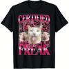 Certified Freak Funny Cat Meme T-Shirt Vibrant Graphic Design Short Sleeve Machine Washable Casual Sporty Shirt for Teens Adults