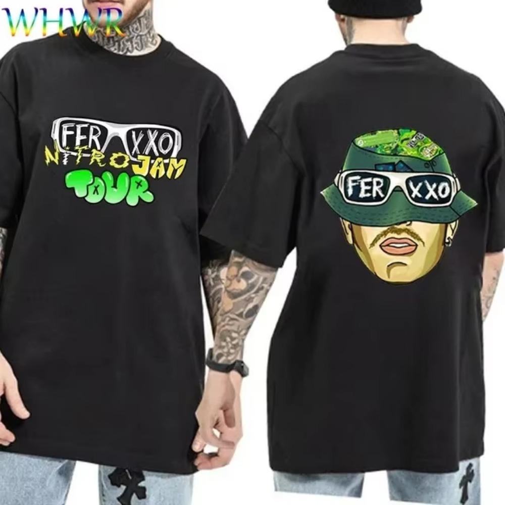 Ferxxo T Shirt Men Rapper Feid Merch Printed Tshirts Summer Casual Short Sleeve Tee Oversized Hip Hop T-Shirts Streetwear Tshirt