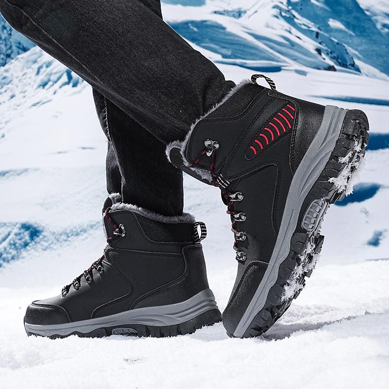 Men Winter Snow Boots Fashion Waterproof Sneakers Super Warm Brand Boots Outdoor Male Plush Hiking Boots Work Shoes Size 39-48