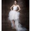 New WHITE Strapless Asymmetrical FEATHER Princess WEDDING Dress
