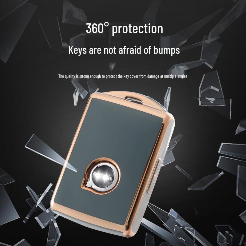 Золотой чехол-ключ из ТПУ с кантом для Volvo S90, XC60, XC40 - Полностью закрывающая защитная оболочка