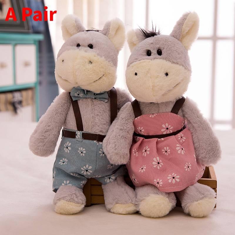 Cartoon Donkey Cute Couple Plush Toys Wedding Dresses Tuxedos Dolls Girls Gift