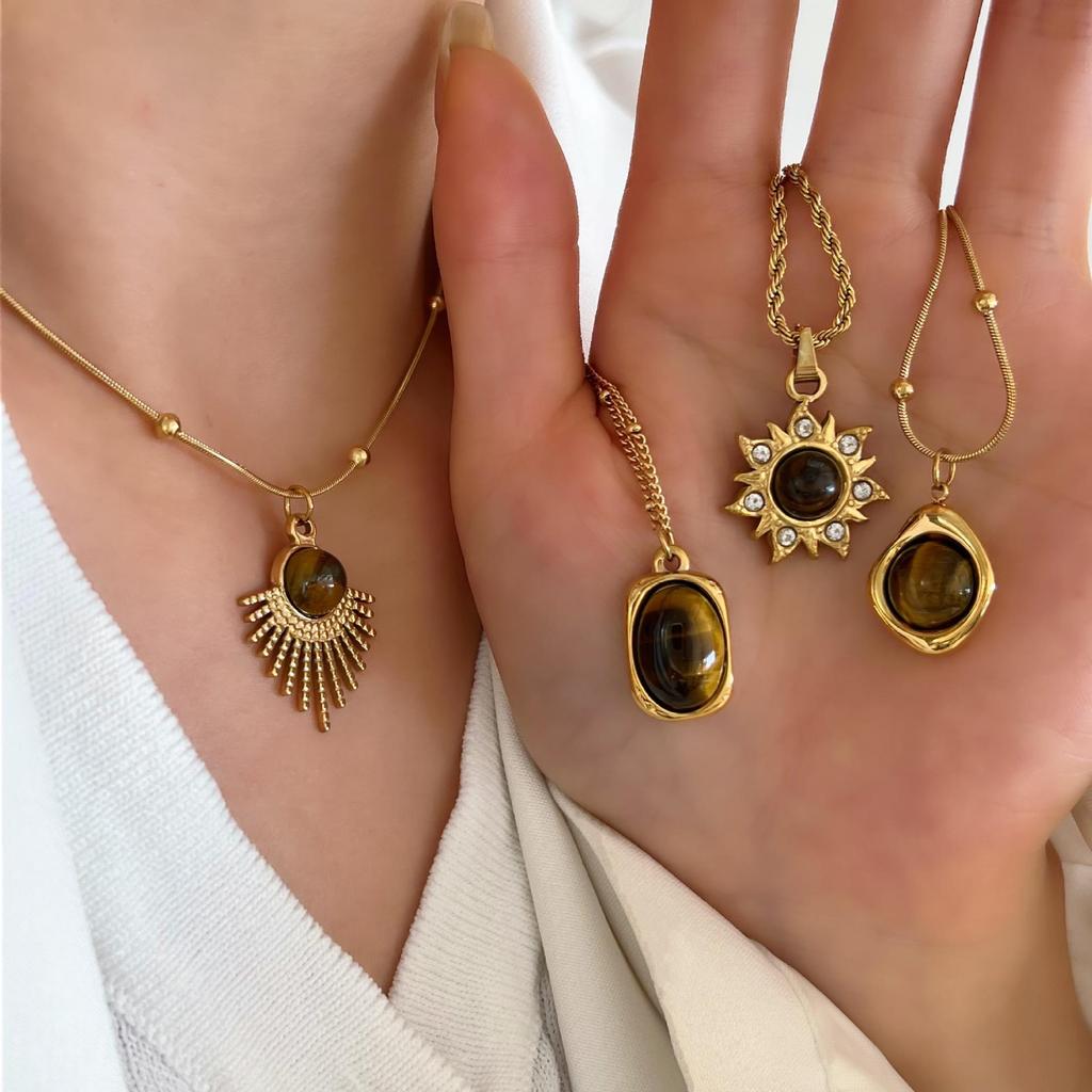 Женское ожерелье Maillard Tiger Eye 2024: Легкая роскошная титановая стальная невыцветающая цепочка для свитера