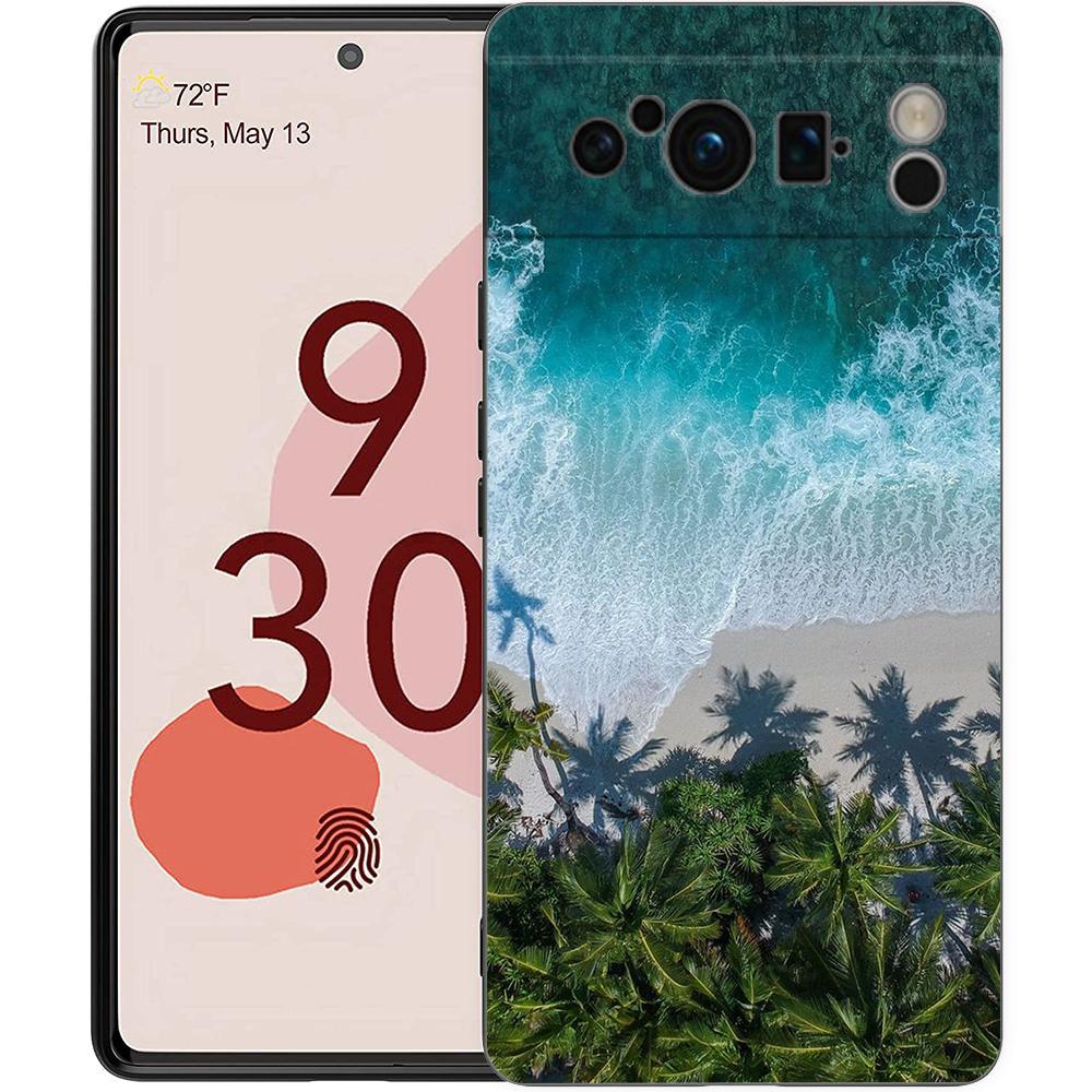 Чехол для телефона Google Pixel 8 7 6 Pro 8A 7A 6A, ТПУ-оболочка, Мягкий силикон, Ударопрочный, Черная крышка, Пейзажное искусство