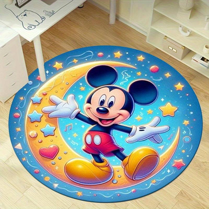 1pc Mickey Printed Round Area Rug, Non-Slip Floor Mat, Machine Washable, Laundry Room, Bedroom, Living Room, Home DecorRD05188